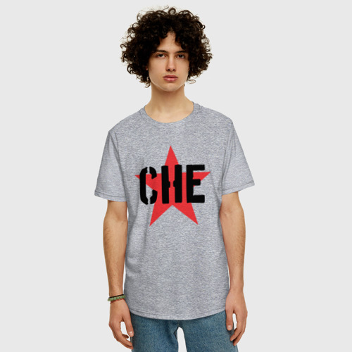 Мужская футболка хлопок Oversize Че Гевара - звезда, цвет меланж - фото 3