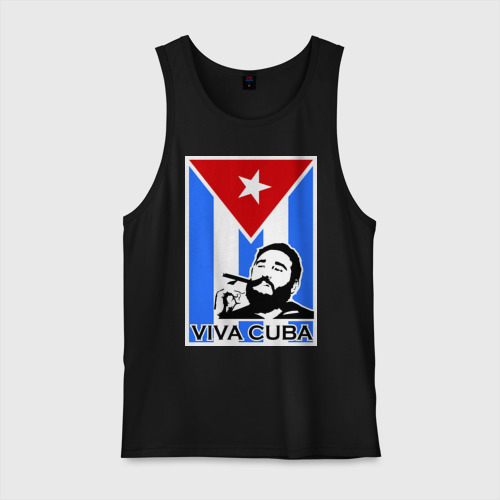 Мужская майка хлопок Viva, Cuba!, цвет черный