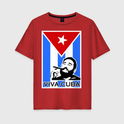 Женская футболка хлопок Oversize Viva, Cuba!