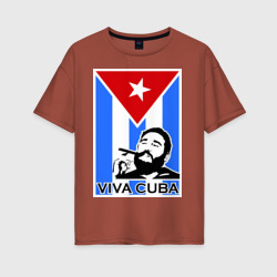 Женская футболка хлопок Oversize Viva, Cuba!