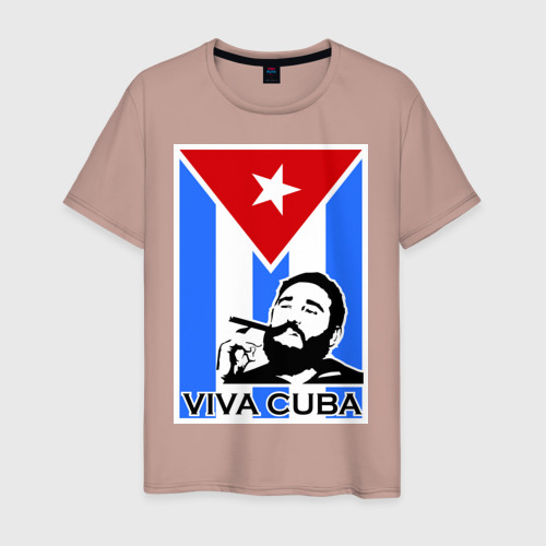 Мужская футболка хлопок Viva, Cuba!, цвет пыльно-розовый