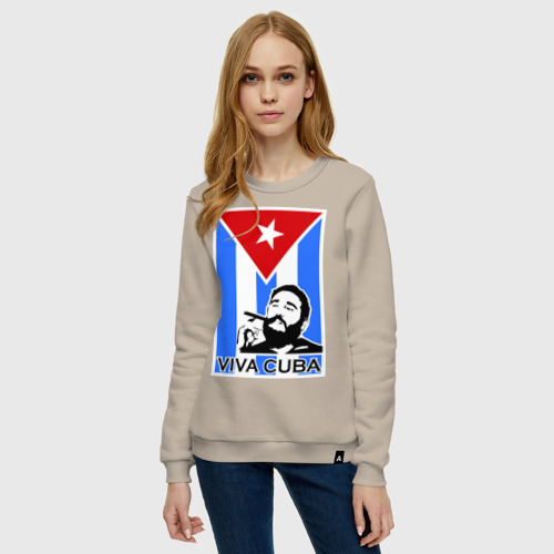 Женский свитшот хлопок Viva, Cuba!, цвет миндальный - фото 3