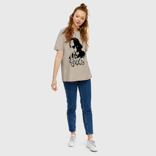 Женская футболка хлопок Oversize 2pac силуэт, цвет миндальный - фото 5