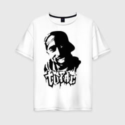 Женская футболка хлопок Oversize 2pac силуэт