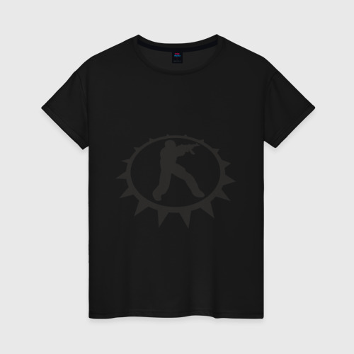 Женская футболка хлопок Counter strike (spiked), цвет черный