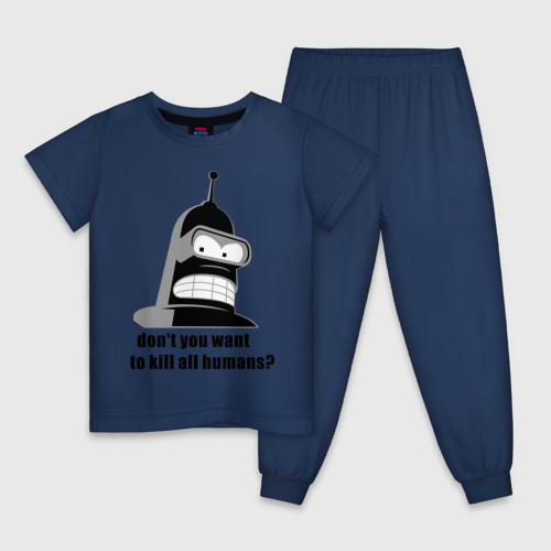 Детская пижама хлопок с принтом Futurama bender, вид спереди #2