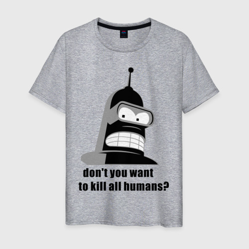 Мужская футболка хлопок Futurama bender, цвет меланж