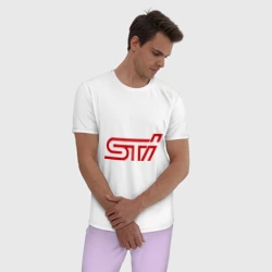 Мужская пижама с белой футболкой хлопок STI - фото 2