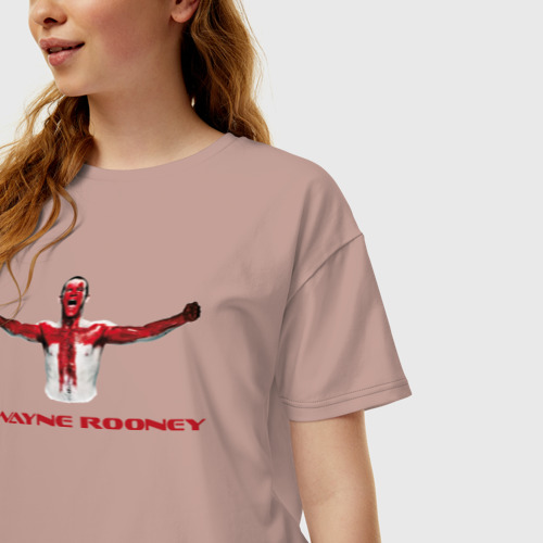 Женская футболка хлопок Oversize Wayne Rooney, цвет пыльно-розовый - фото 3