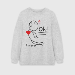 Женский свитшот oversize без начеса хлопок Магнит для сердца мужская