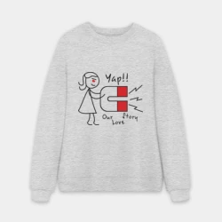 Мужской свитшот oversize без начеса хлопок Магнит для сердца женская