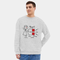 Мужской свитшот oversize без начеса хлопок Магнит для сердца женская - фото 2