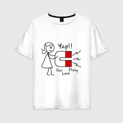 Женская футболка хлопок Oversize Магнит для сердца женская