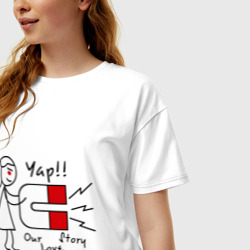 Женская футболка хлопок Oversize Магнит для сердца женская - фото 2