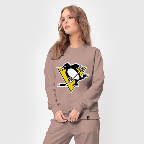 Женский костюм хлопок Pittsburgh Penguins, цвет пыльно-розовый - фото 5