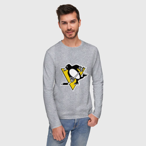 Мужской лонгслив хлопок Pittsburgh Penguins, цвет меланж - фото 3