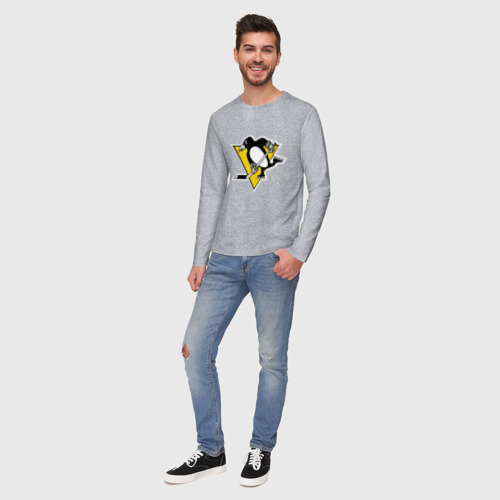 Мужской лонгслив хлопок Pittsburgh Penguins, цвет меланж - фото 5