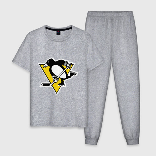 Мужская пижама хлопок Pittsburgh Penguins, цвет меланж