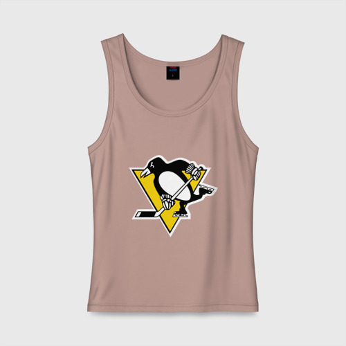 Женская майка хлопок Pittsburgh Penguins, цвет пыльно-розовый