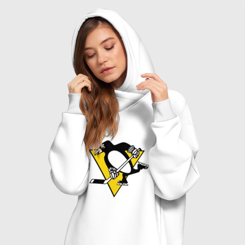 Платье-худи хлопок Pittsburgh Penguins, цвет белый - фото 3