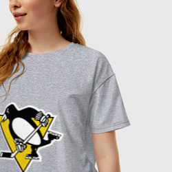 Женская футболка хлопок Oversize Pittsburgh Penguins - фото 2