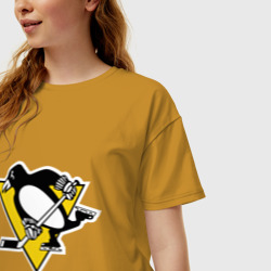 Женская футболка хлопок Oversize Pittsburgh Penguins - фото 2