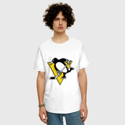 Мужская футболка хлопок Oversize Pittsburgh Penguins - фото 2