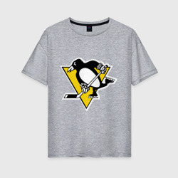 Женская футболка хлопок Oversize Pittsburgh Penguins