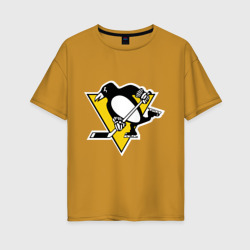 Женская футболка хлопок Oversize Pittsburgh Penguins