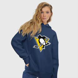 Женское худи Oversize хлопок Pittsburgh Penguins - фото 2