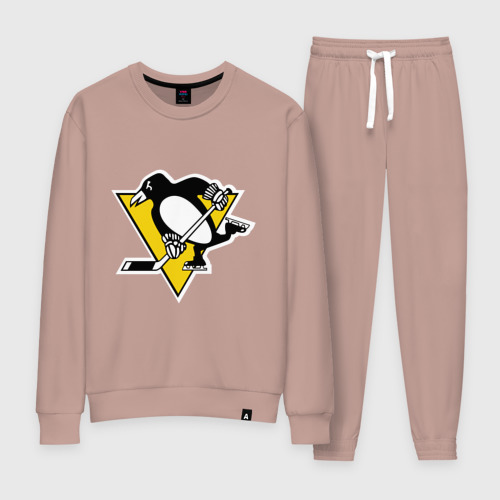 Женский костюм хлопок Pittsburgh Penguins, цвет пыльно-розовый