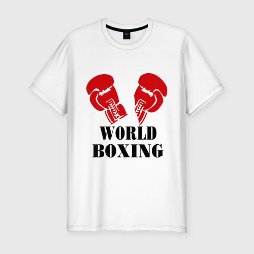 Мужская футболка хлопок Slim World boxing, цвет белый