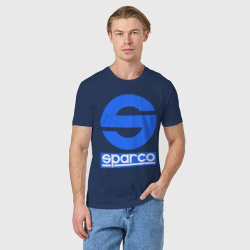 Мужская футболка хлопок Sparco Спарко, цвет темно-синий - фото 3