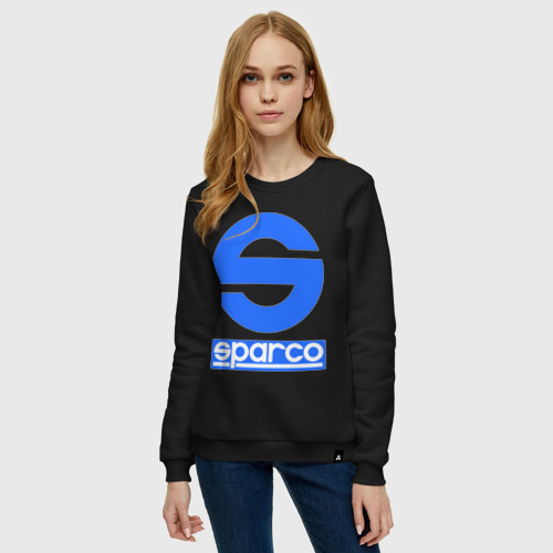 Женский свитшот хлопок Sparco Спарко, цвет черный - фото 3