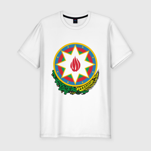 Мужская футболка хлопок Slim Герб Азербайджана, цвет белый