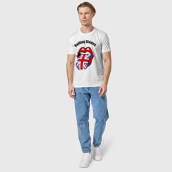 Футболка с принтом Rolling Stones 3 для мужчины, вид на модели спереди №3. Цвет основы: белый