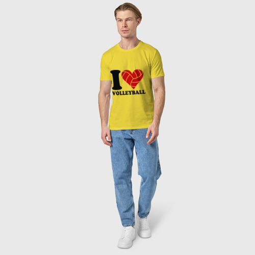 Мужская футболка хлопок I love volleyball - Я люблю волейбол, цвет желтый - фото 5