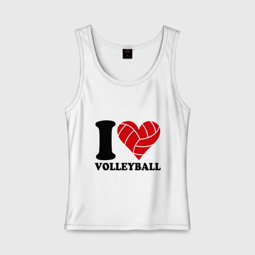 Женская майка хлопок I love volleyball - Я люблю волейбол