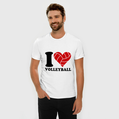 Мужская футболка хлопок Slim I love volleyball - Я люблю волейбол - фото 3