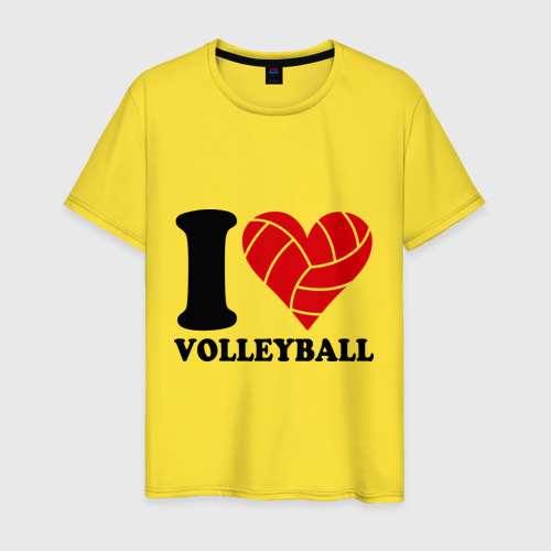 Мужская футболка хлопок I love volleyball - Я люблю волейбол, цвет желтый