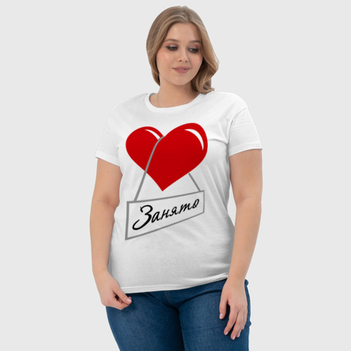 Женская футболка хлопок Сердце занято, цвет белый - фото 6