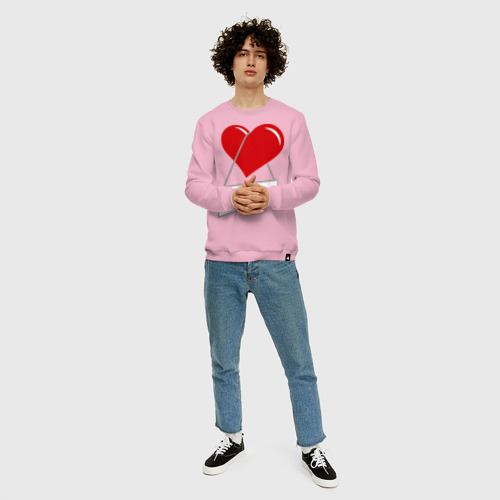 Мужской свитшот хлопок Сердце занято, цвет светло-розовый - фото 5