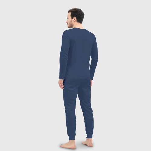 Мужская пижама хлопок (с лонгсливом) По волнам жизни, цвет темно-синий - фото 4