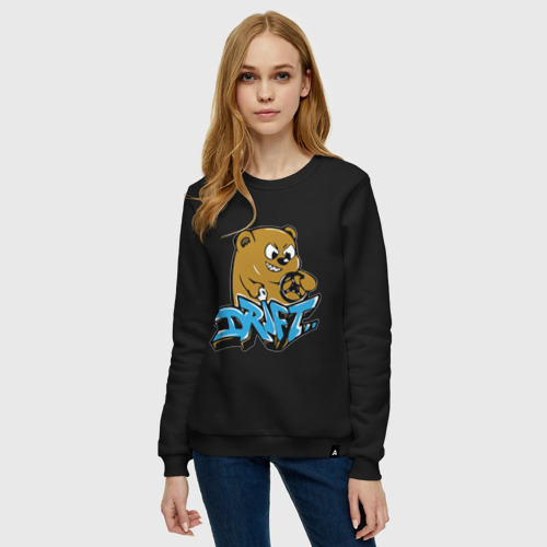 Женский свитшот хлопок Drift bear, цвет черный - фото 3