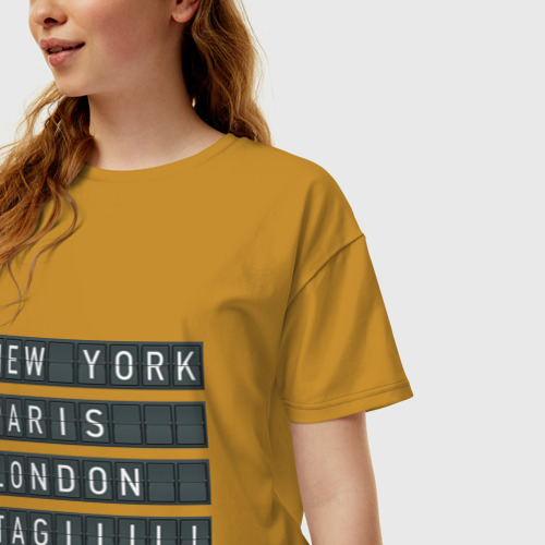 Женская футболка хлопок Oversize New York - Тагил, цвет горчичный - фото 3