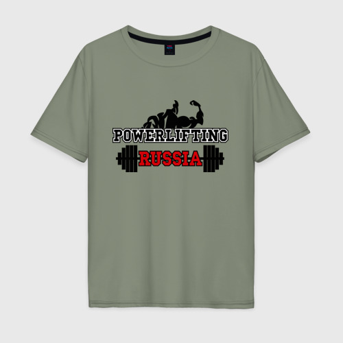 Мужская футболка хлопок Oversize с принтом Powerlifting Russia (2), вид спереди #2