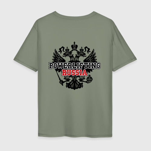 Мужская футболка хлопок Oversize с принтом Powerlifting Russia (2), вид сзади #1