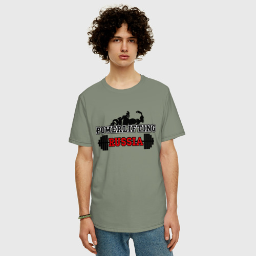 Мужская футболка хлопок Oversize с принтом Powerlifting Russia (2), фото на моделе #1