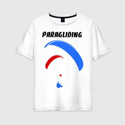 Женская футболка оверсайз из хлопка с принтом Paragliding, вид спереди №1