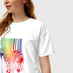 Женская футболка хлопок Oversize Color zebra - фото 2